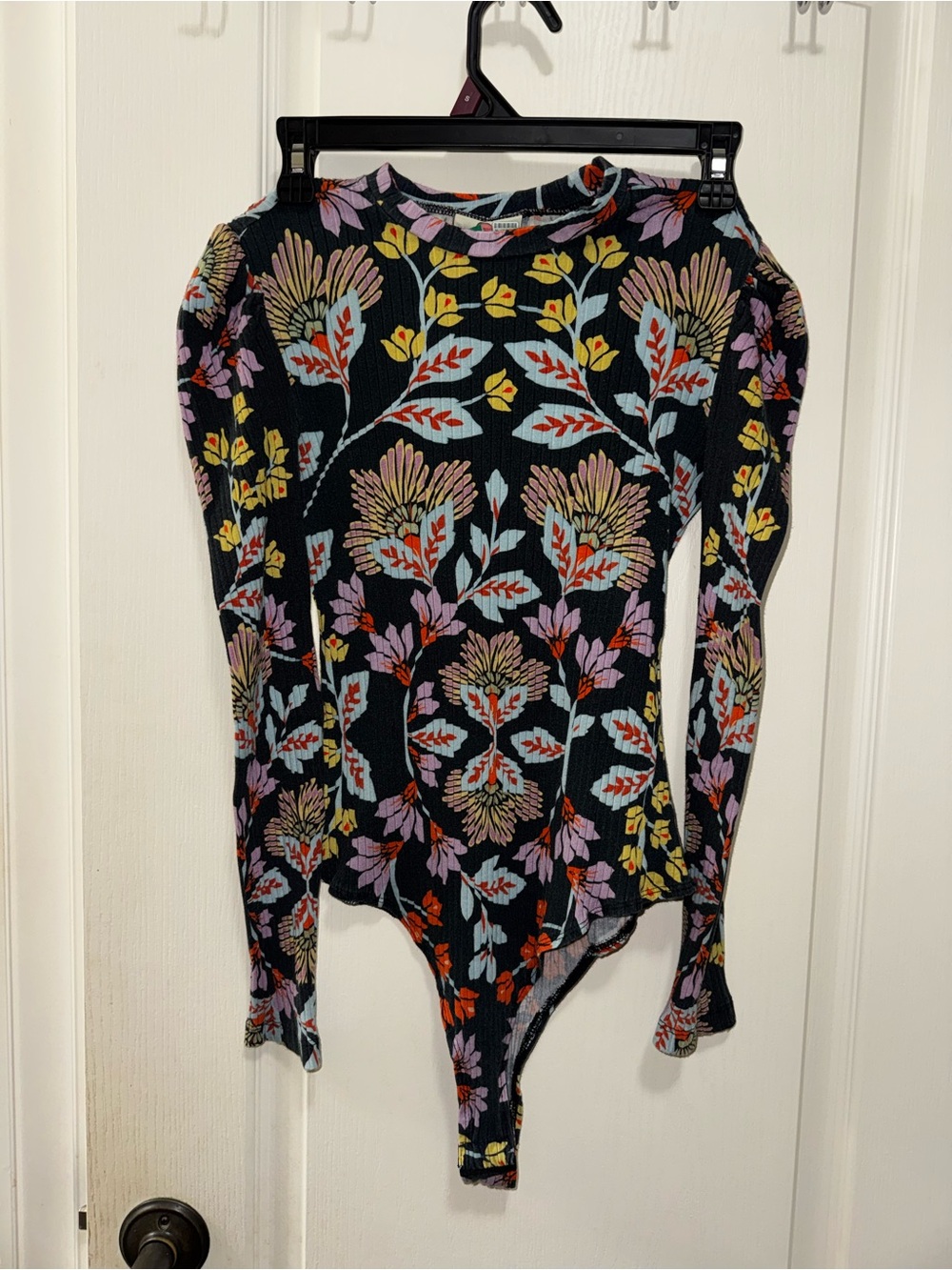 FARMRIO Ribbed Floral Bodysuit M